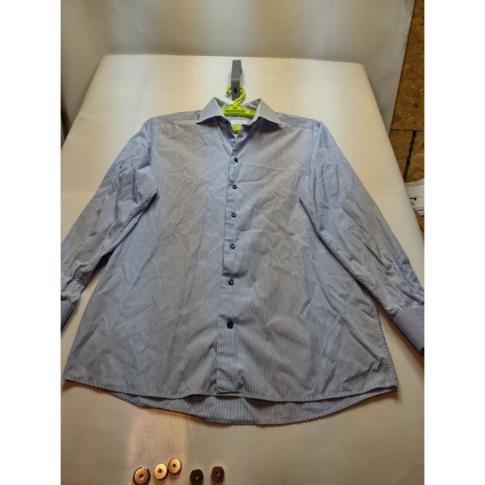 Eton Dress Shirt Mens 41/16 Contemporary Flip Cuff Button Down Long Sleeve Blue